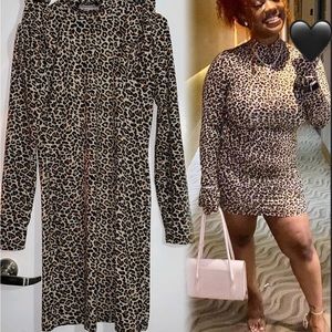 SHEIN Cheetah Print Dress w/ Matching Gloves